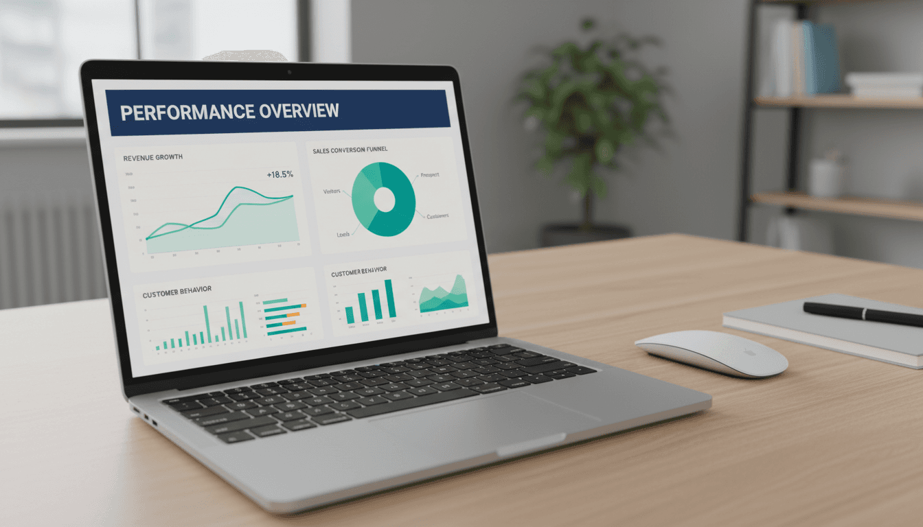 Website analytics dashboard showing business growth metrics